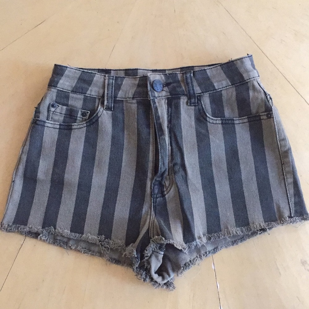 BDG High Rise Dree Shorts, Striped Denim